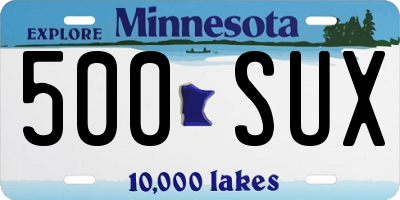 MN license plate 500SUX