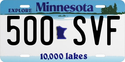 MN license plate 500SVF