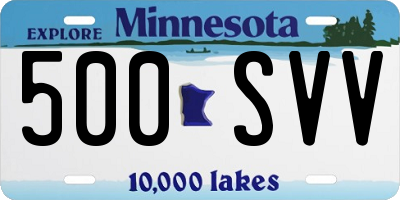 MN license plate 500SVV