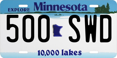 MN license plate 500SWD