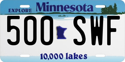 MN license plate 500SWF