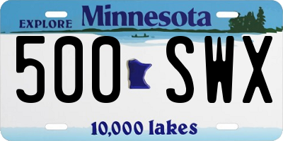 MN license plate 500SWX