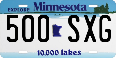 MN license plate 500SXG