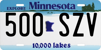 MN license plate 500SZV