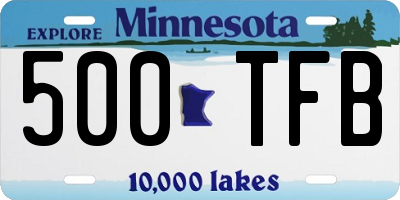 MN license plate 500TFB