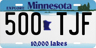 MN license plate 500TJF