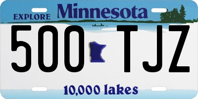 MN license plate 500TJZ