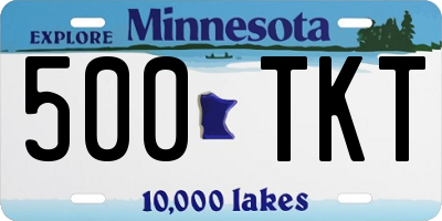 MN license plate 500TKT
