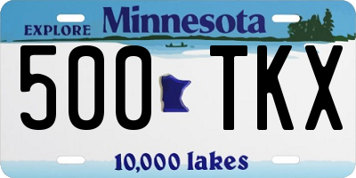MN license plate 500TKX
