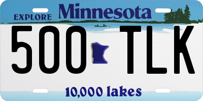 MN license plate 500TLK