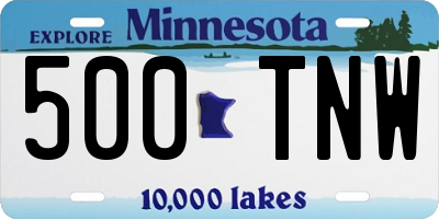 MN license plate 500TNW
