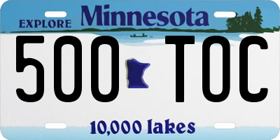MN license plate 500TOC