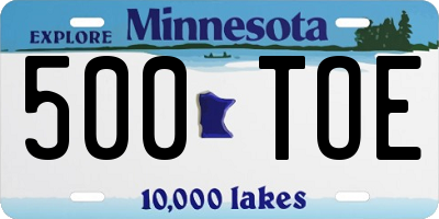 MN license plate 500TOE