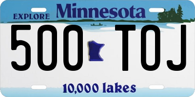 MN license plate 500TOJ