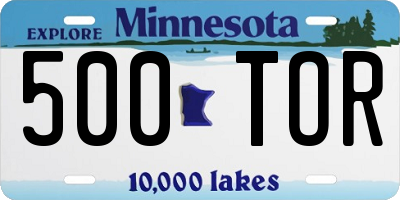 MN license plate 500TOR