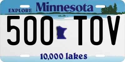MN license plate 500TOV