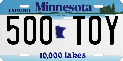 MN license plate 500TOY