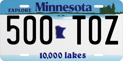 MN license plate 500TOZ