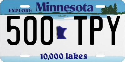 MN license plate 500TPY
