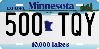 MN license plate 500TQY