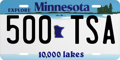 MN license plate 500TSA