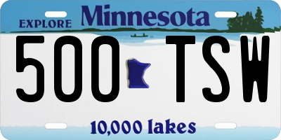 MN license plate 500TSW