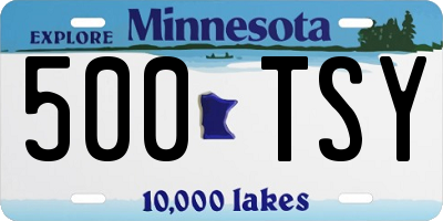 MN license plate 500TSY