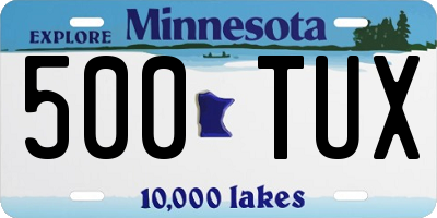 MN license plate 500TUX