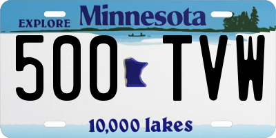 MN license plate 500TVW