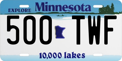 MN license plate 500TWF