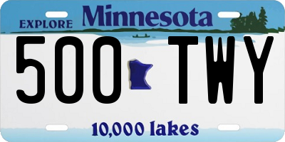 MN license plate 500TWY