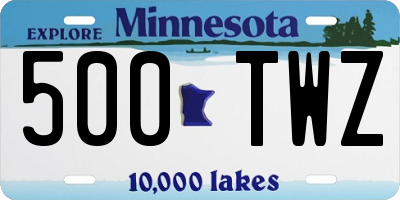 MN license plate 500TWZ