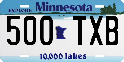 MN license plate 500TXB