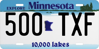 MN license plate 500TXF