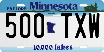 MN license plate 500TXW