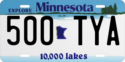 MN license plate 500TYA