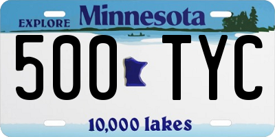MN license plate 500TYC
