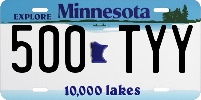 MN license plate 500TYY