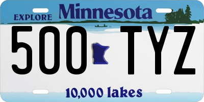 MN license plate 500TYZ