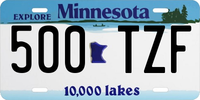 MN license plate 500TZF