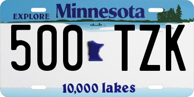 MN license plate 500TZK