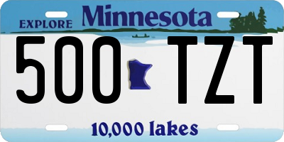 MN license plate 500TZT