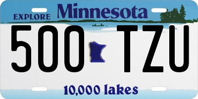 MN license plate 500TZU