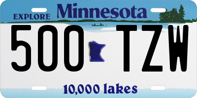 MN license plate 500TZW