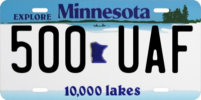 MN license plate 500UAF