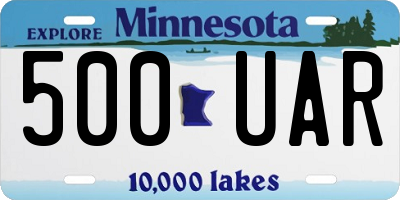 MN license plate 500UAR