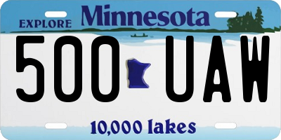 MN license plate 500UAW