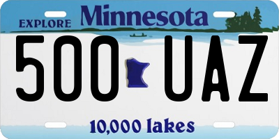 MN license plate 500UAZ