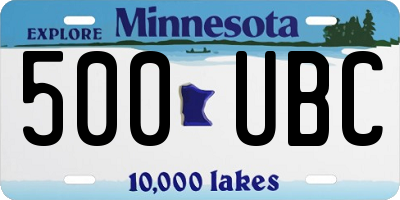 MN license plate 500UBC