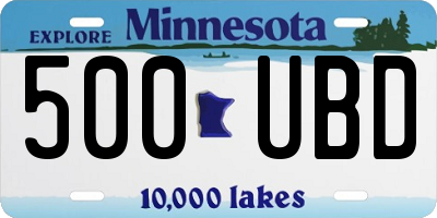 MN license plate 500UBD